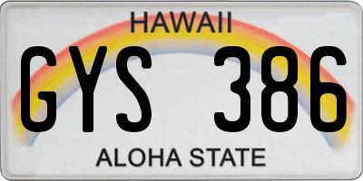 HI license plate GYS386