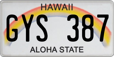 HI license plate GYS387