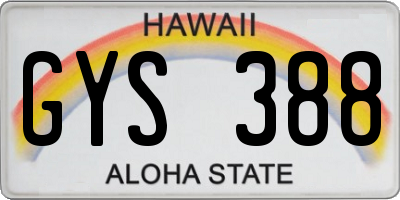 HI license plate GYS388