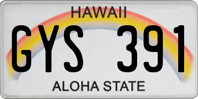 HI license plate GYS391