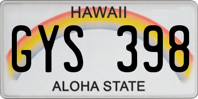 HI license plate GYS398