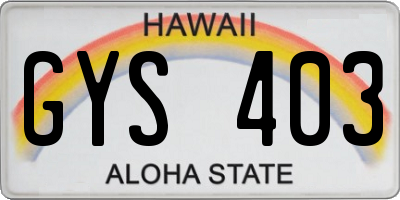 HI license plate GYS403