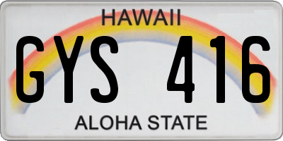 HI license plate GYS416