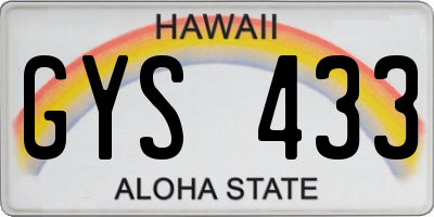 HI license plate GYS433