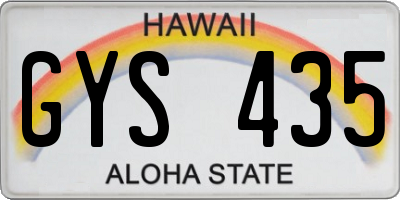 HI license plate GYS435