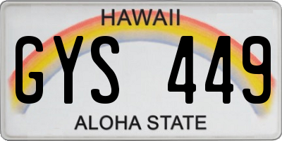 HI license plate GYS449