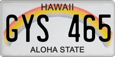 HI license plate GYS465