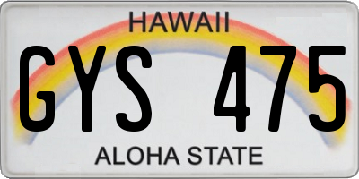 HI license plate GYS475