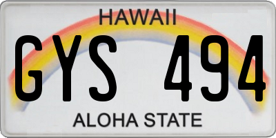 HI license plate GYS494
