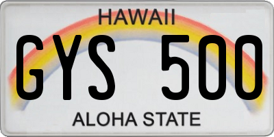 HI license plate GYS500