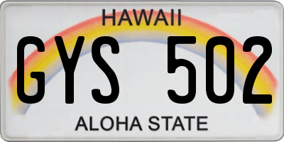HI license plate GYS502