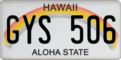 HI license plate GYS506