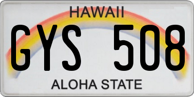 HI license plate GYS508