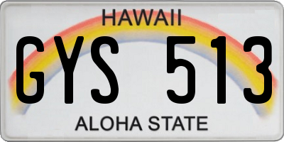 HI license plate GYS513
