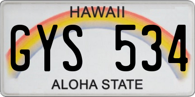 HI license plate GYS534