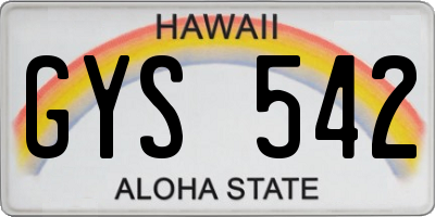 HI license plate GYS542