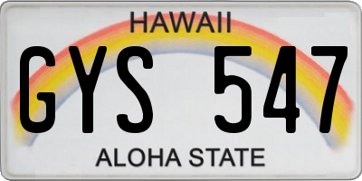 HI license plate GYS547