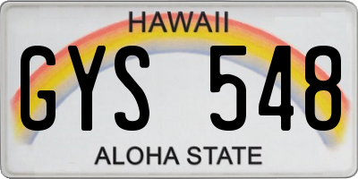 HI license plate GYS548