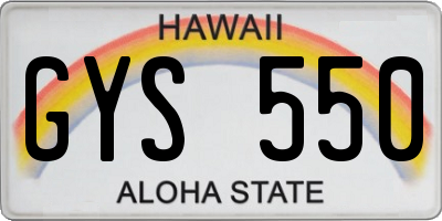 HI license plate GYS550