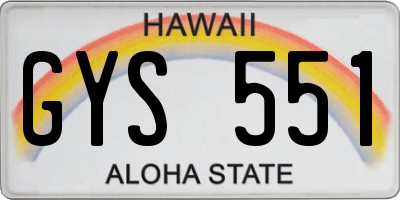 HI license plate GYS551