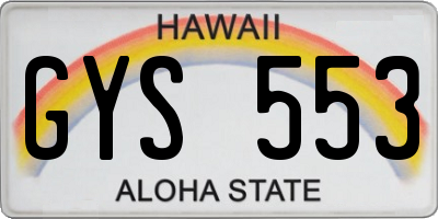 HI license plate GYS553