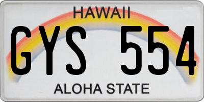 HI license plate GYS554