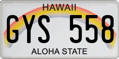 HI license plate GYS558