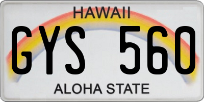 HI license plate GYS560