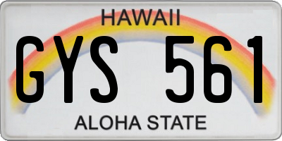 HI license plate GYS561
