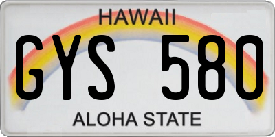 HI license plate GYS580