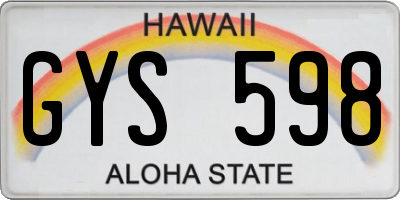 HI license plate GYS598