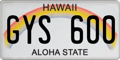 HI license plate GYS600