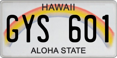 HI license plate GYS601