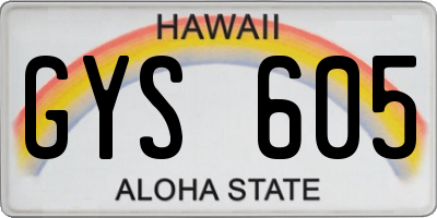 HI license plate GYS605