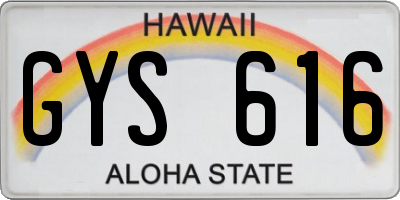 HI license plate GYS616