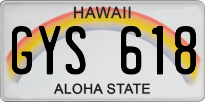 HI license plate GYS618