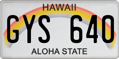 HI license plate GYS640