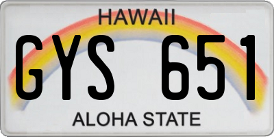 HI license plate GYS651