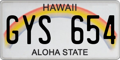 HI license plate GYS654