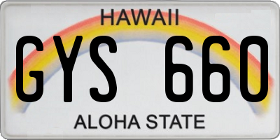 HI license plate GYS660