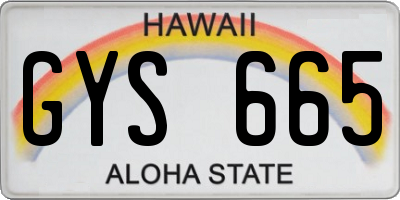 HI license plate GYS665