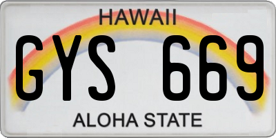 HI license plate GYS669