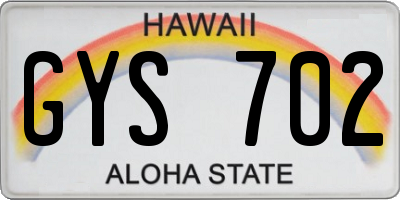 HI license plate GYS702