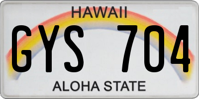 HI license plate GYS704