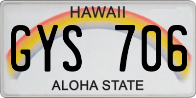 HI license plate GYS706