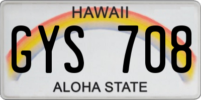HI license plate GYS708