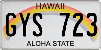 HI license plate GYS723