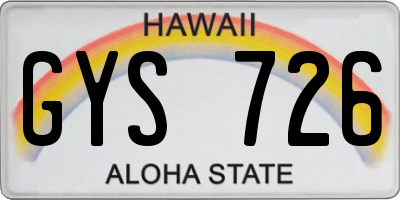 HI license plate GYS726