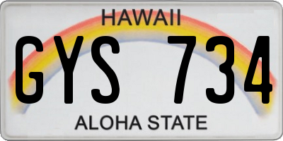 HI license plate GYS734