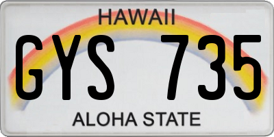 HI license plate GYS735